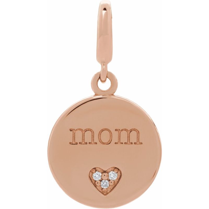 Engravable Accented Heart Charm/Pendant — .01 ctw Diamond