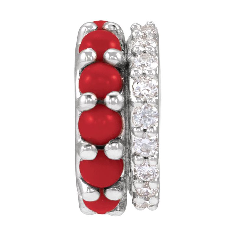Accented Cabochon Spacer Charm/Pendant — Natural & 1/8 ctw Natural Diamond