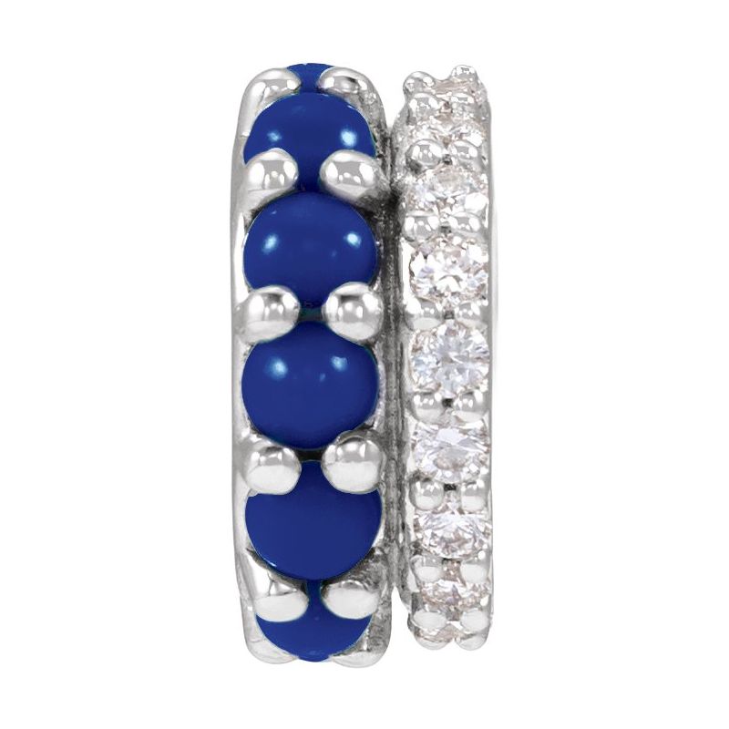 Accented Cabochon Spacer Charm/Pendant — Natural & 1/8 ctw Natural Diamond
