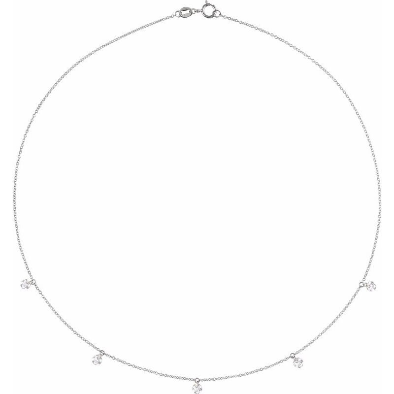 7/8 ctw Lab-Grown Drilled Diamond Five-Stone Station 16″ Necklace