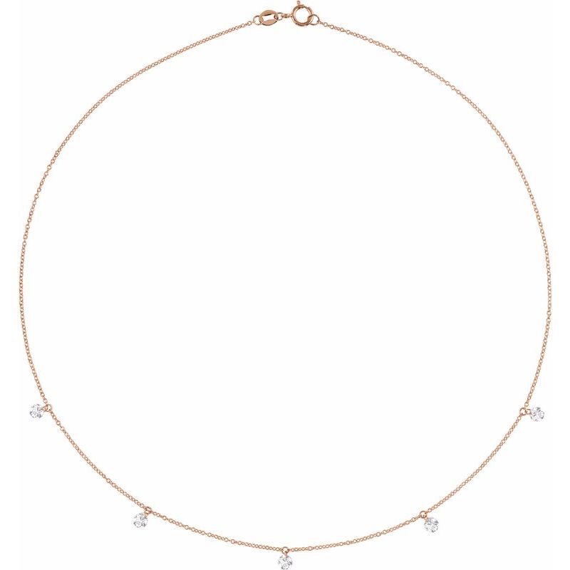 7/8 ctw Lab-Grown Drilled Diamond Five-Stone Station 16″ Necklace