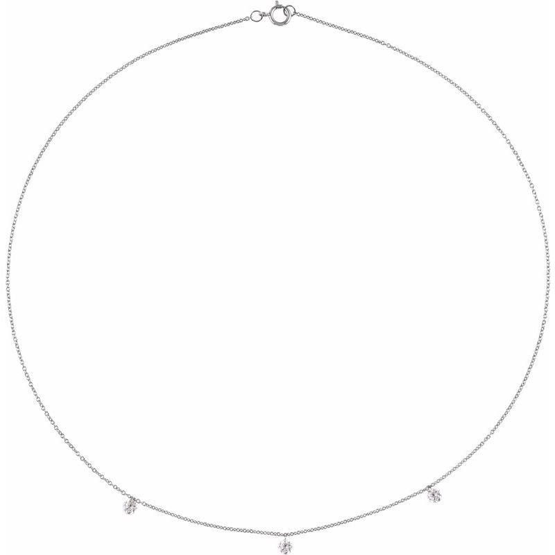 1/2 ctw Lab-Grown Drilled Diamond Three-Stone Station 16″ Necklace