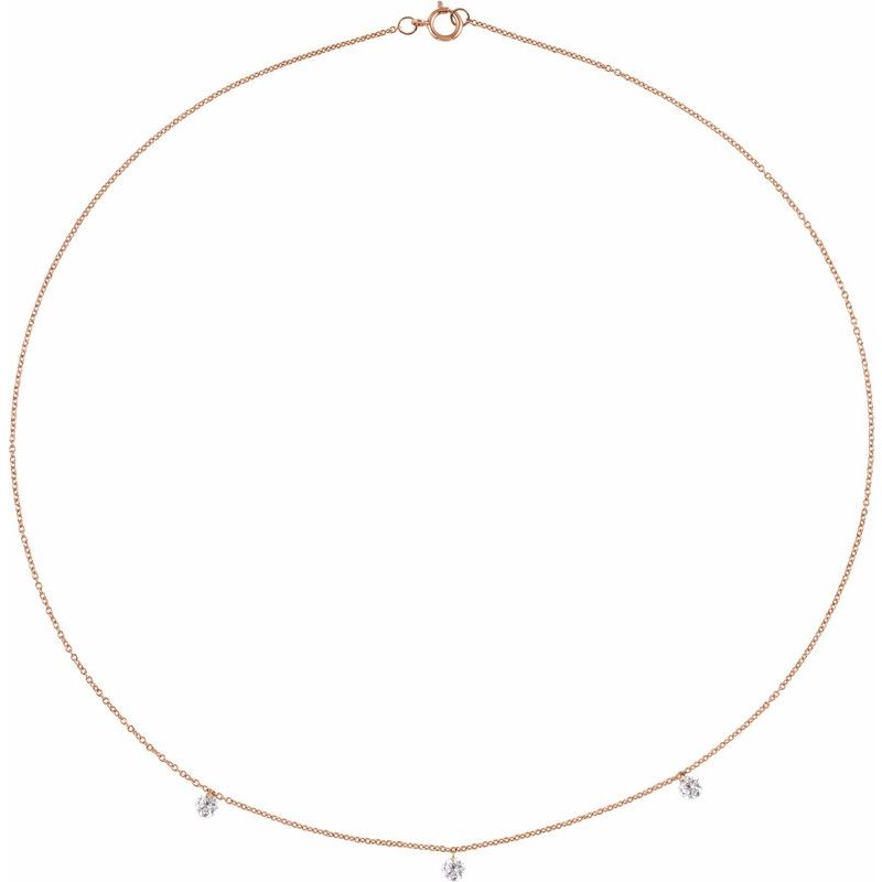 1/2 ctw Lab-Grown Drilled Diamond Three-Stone Station 16″ Necklace