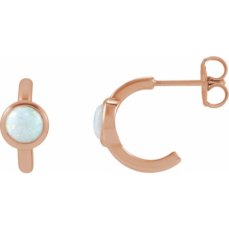 Bezel-Set Cabochon Hoop Earrings