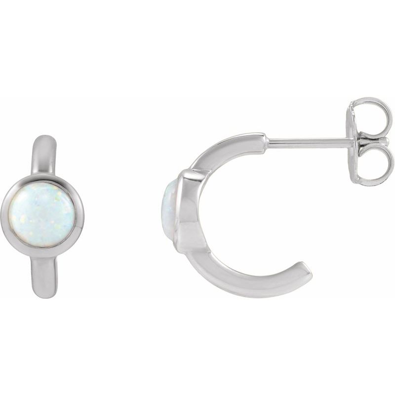 Bezel-Set Cabochon Hoop Earrings