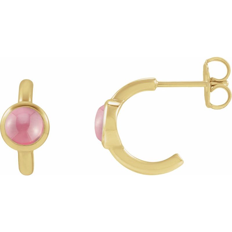 Bezel-Set Cabochon Hoop Earrings