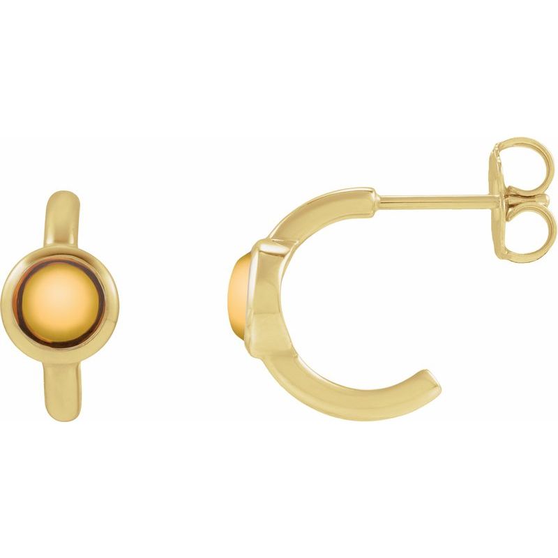 Bezel-Set Cabochon Hoop Earrings