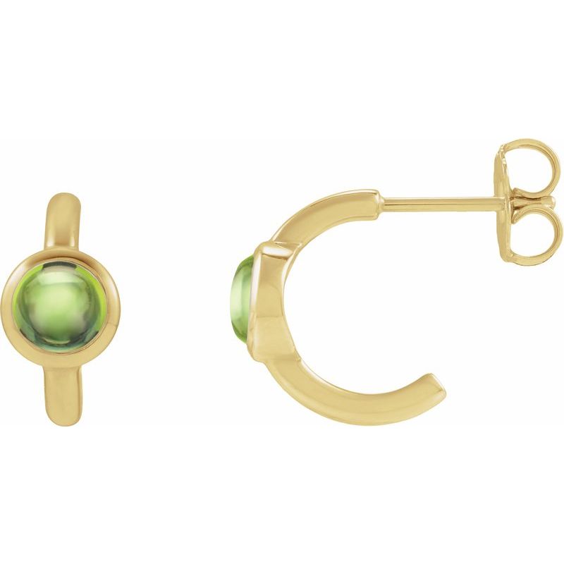 Bezel-Set Cabochon Hoop Earrings