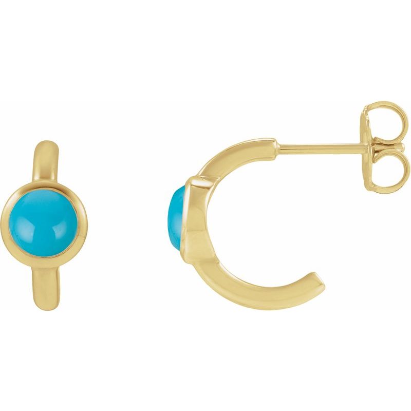 Bezel-Set Cabochon Hoop Earrings