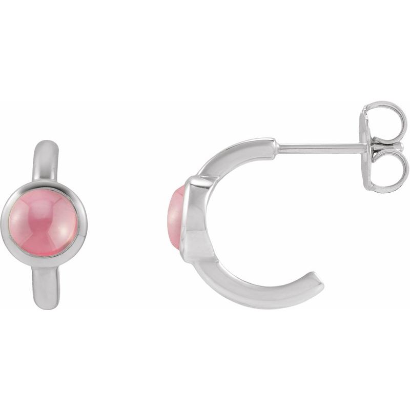 Bezel-Set Cabochon Hoop Earrings