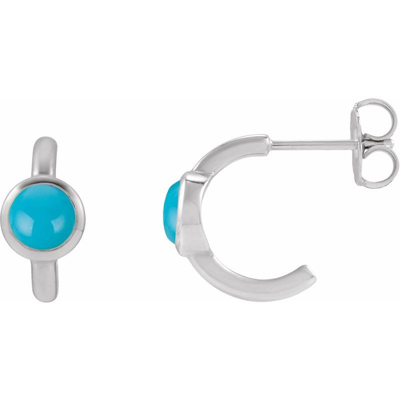 Bezel-Set Cabochon Hoop Earrings