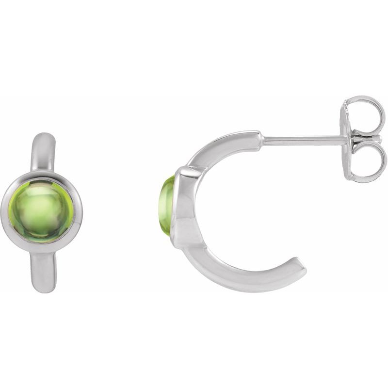 Bezel-Set Cabochon Hoop Earrings