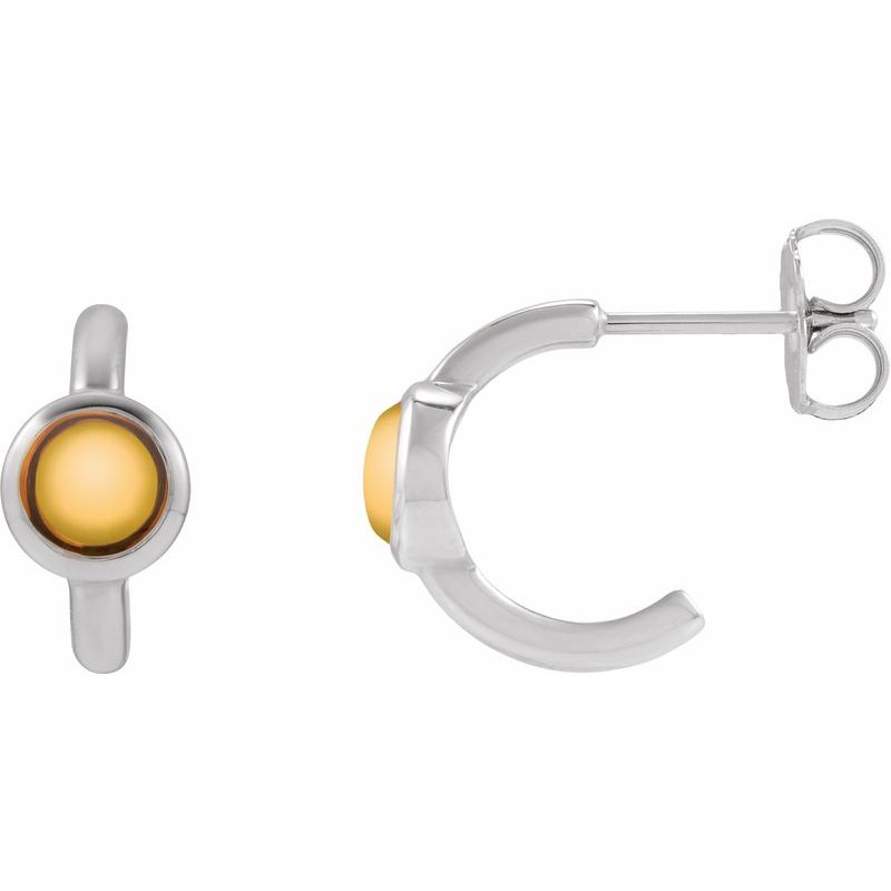Bezel-Set Cabochon Hoop Earrings