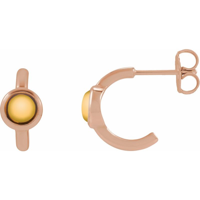 Bezel-Set Cabochon Hoop Earrings