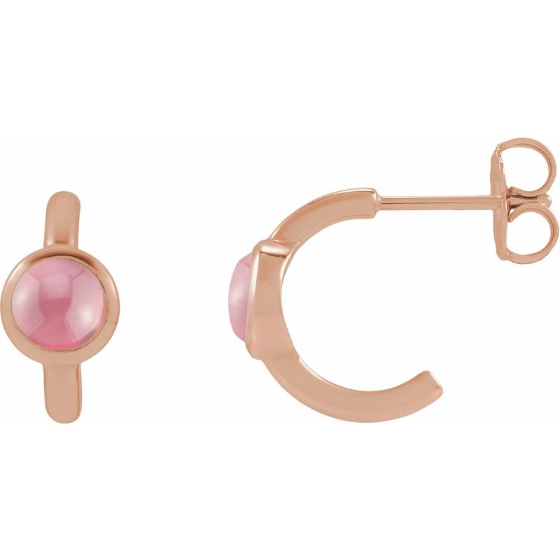 Bezel-Set Cabochon Hoop Earrings
