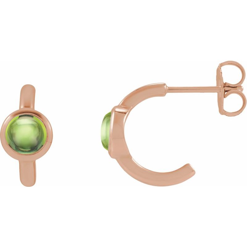 Bezel-Set Cabochon Hoop Earrings