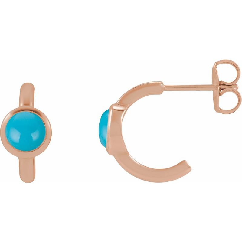 Bezel-Set Cabochon Hoop Earrings
