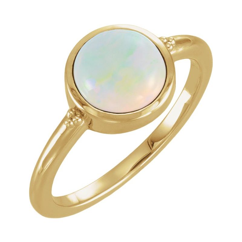 Bezel-Set Beaded Cabochon Ring