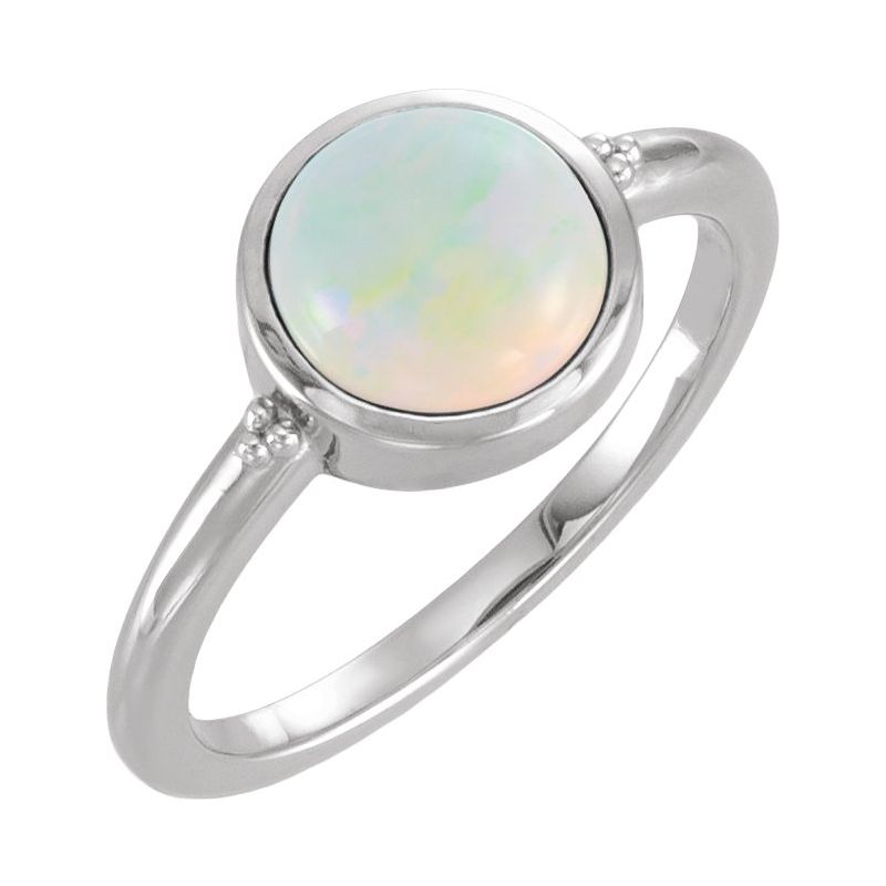 Bezel-Set Beaded Cabochon Ring