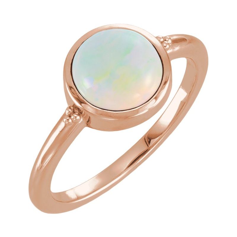 Bezel-Set Beaded Cabochon Ring