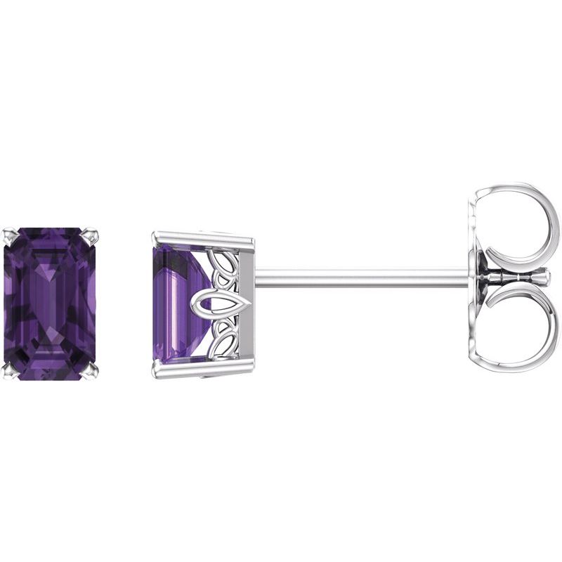 Solitaire Scroll Setting Stud Earrings No. 2