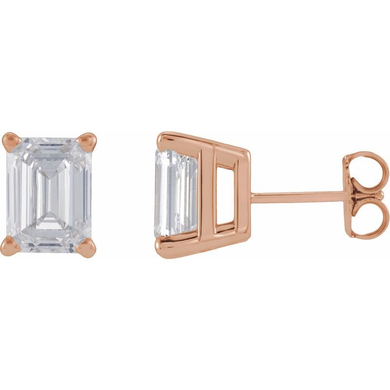 Emerald 4-Prong Stud Earrings