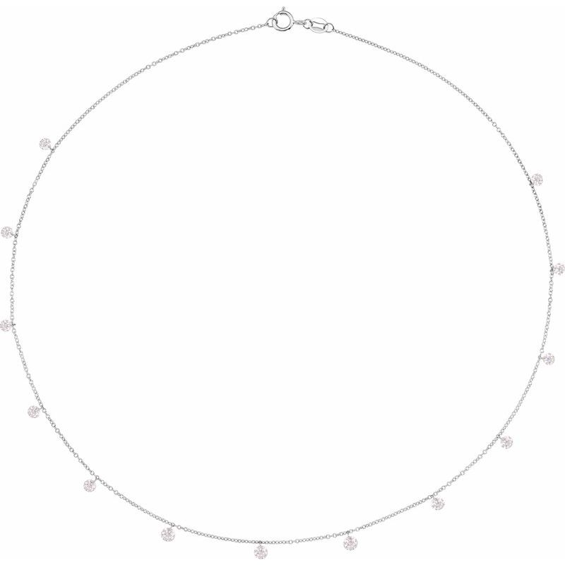 1 1/2 ctw Lab-Grown Drilled Diamond 13-Stone Station 16″ Necklace