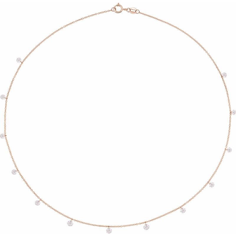 1 1/2 ctw Lab-Grown Drilled Diamond 13-Stone Station 16″ Necklace