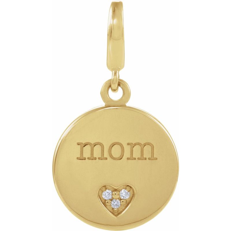Engravable Accented Heart Charm/Pendant — .01 ctw Diamond