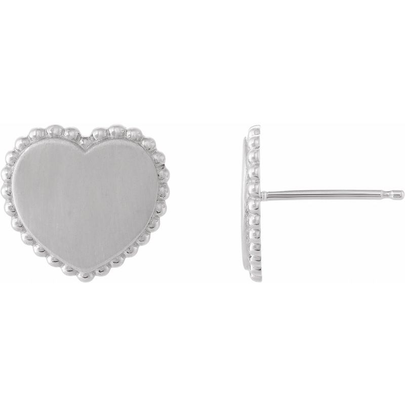 Engravable Beaded Heart Earrings