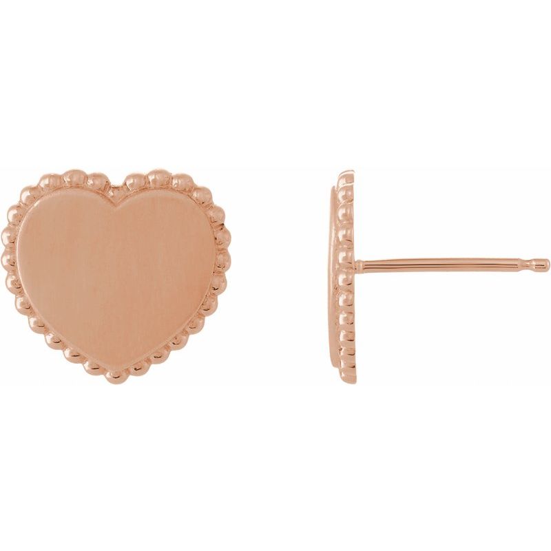 Engravable Beaded Heart Earrings