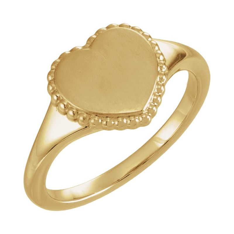 Engravable Beaded Heart Ring