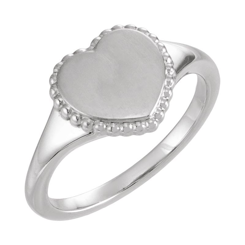 Engravable Beaded Heart Ring