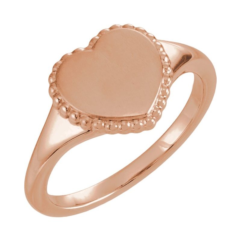 Engravable Beaded Heart Ring