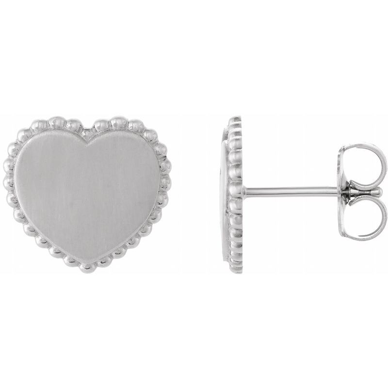 Engravable Beaded Heart Earrings