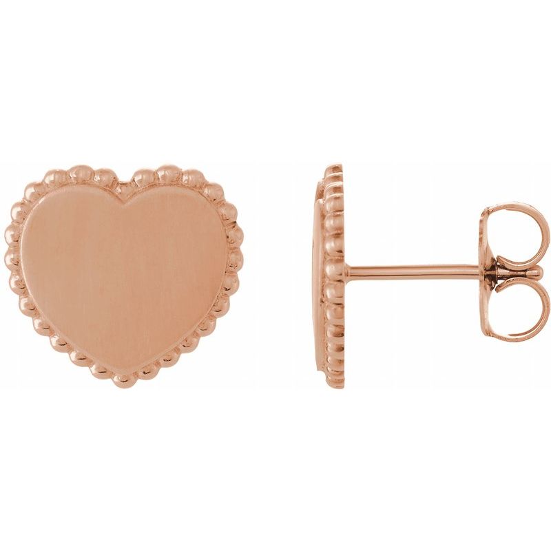 Engravable Beaded Heart Earrings