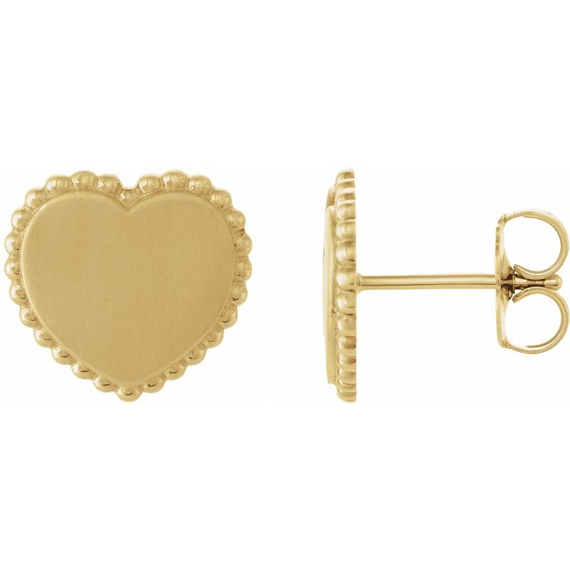Engravable Beaded Heart Earrings