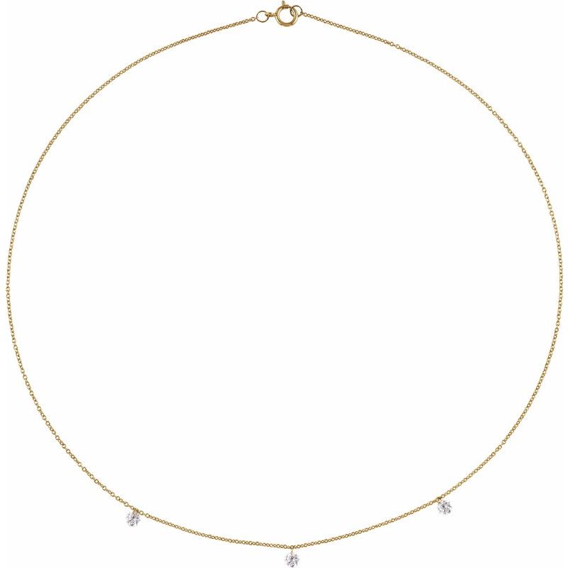 1/2 ctw Lab-Grown Drilled Diamond Three-Stone Station 16" Necklace