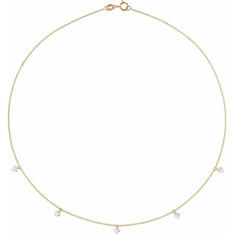 7/8 ctw Lab-Grown Drilled Diamond Five-Stone Station 16" Necklace