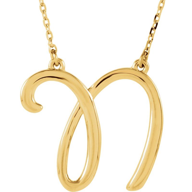 Script Initial Necklace or Center — 16″
