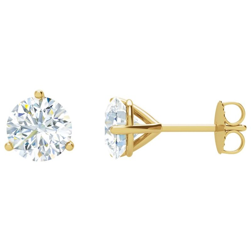 Round 3-Prong Cocktail-Style Stud Earrings — Natural Diamond
