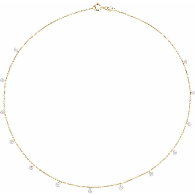 1 1/2 ctw Lab-Grown Drilled Diamond 13-Stone Station 16" Necklace