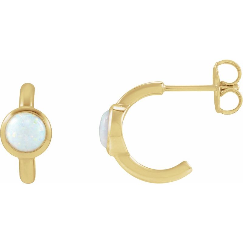 Bezel-Set Cabochon Hoop Earrings