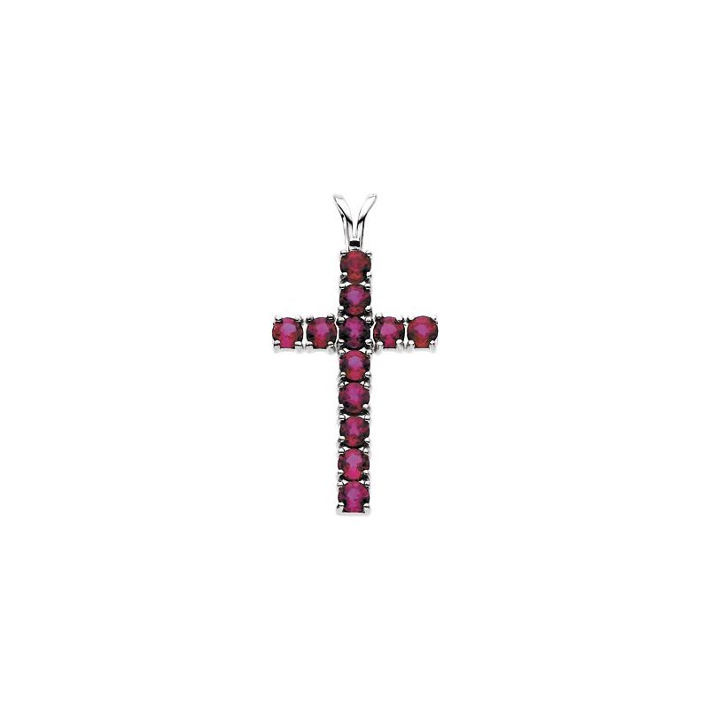 Accented Cross Pendant — Natural Ruby