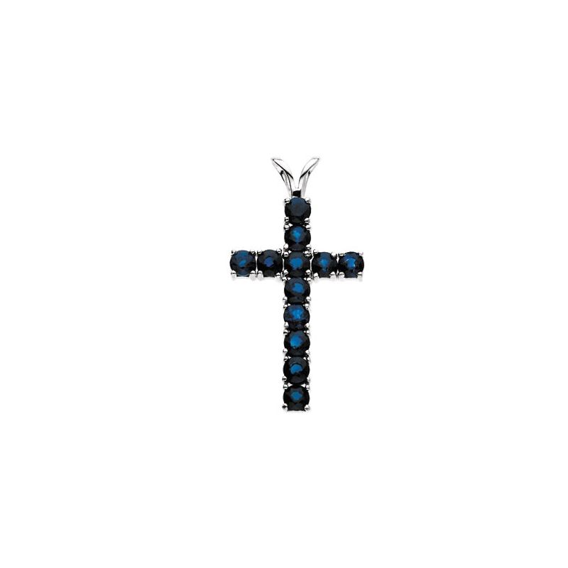 Accented Cross Pendant — Natural Blue Sapphire