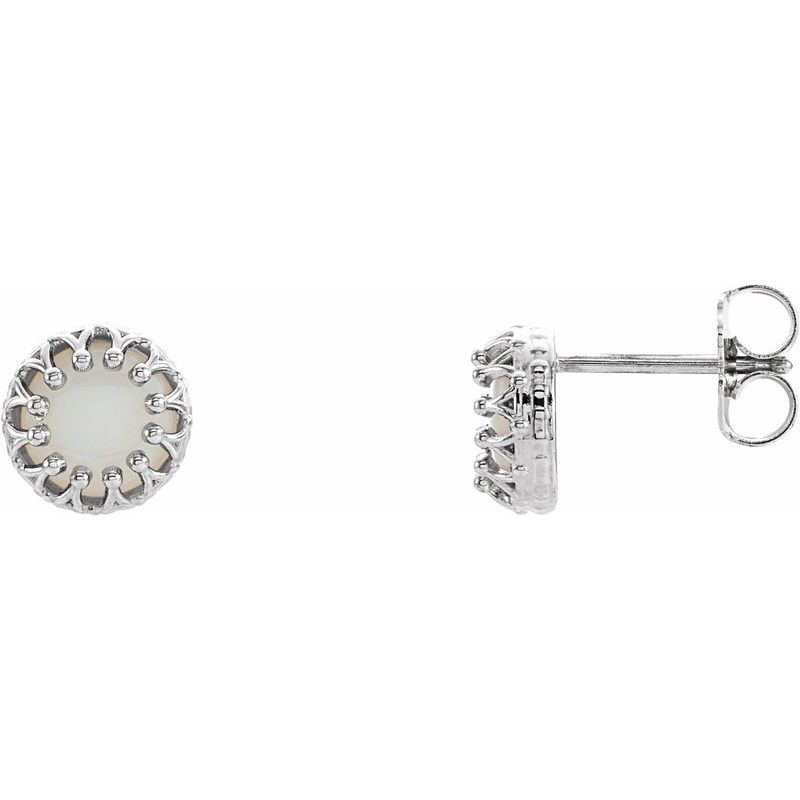 Round Cabochon Crown Earrings
