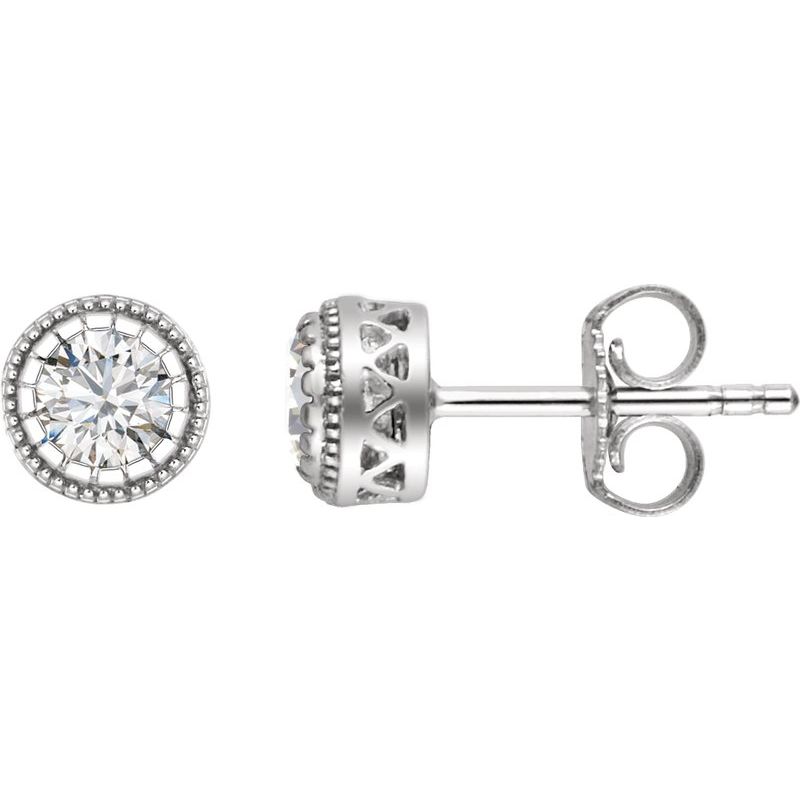 Milgrain Bezel-Set Birthstone Stud Earrings