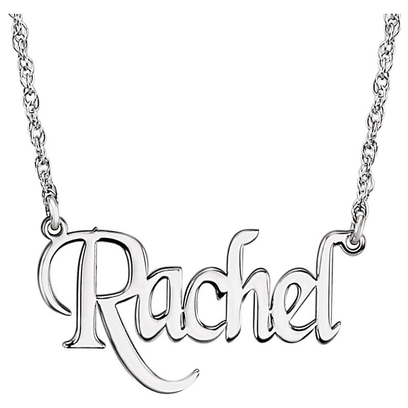 Block Nameplate Necklace — Single Name 18″