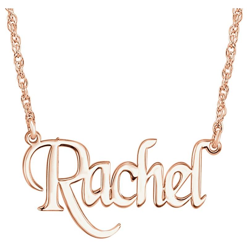 Block Nameplate Necklace — Single Name 18″