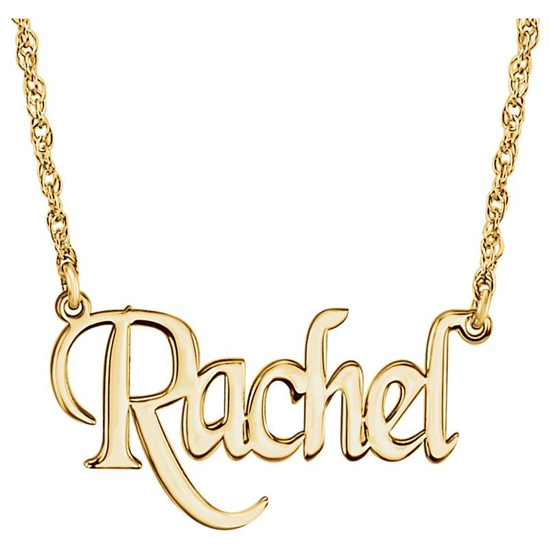 Block Nameplate Necklace — Single Name 18"